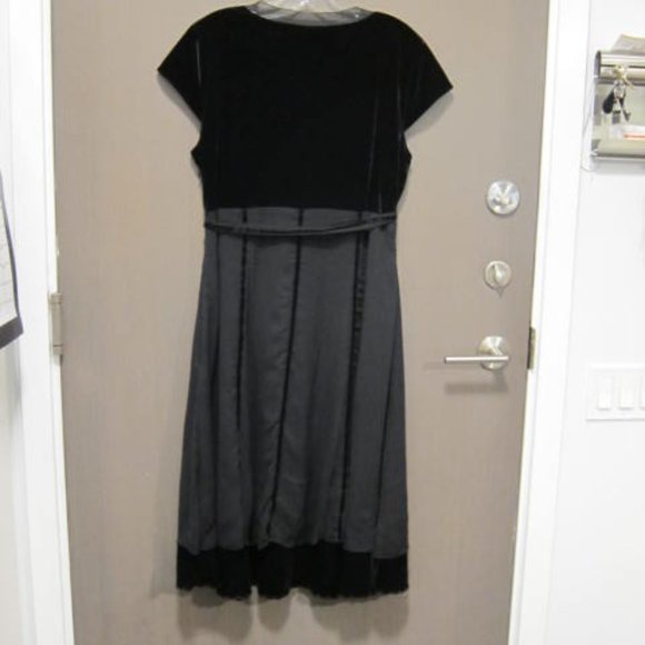 Black Velvet and Sheer Overlay Party Dress - Picture 2 of 5